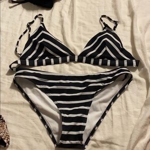 Black and white stripe swim suit size M
